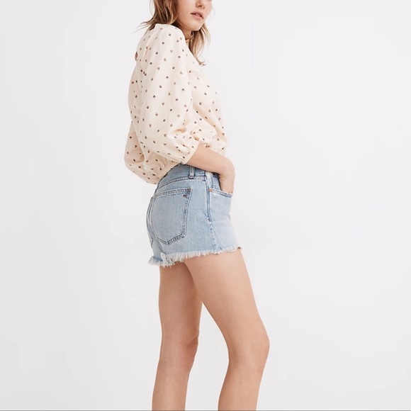 Madewell Gathered Puff-Sleeve Crop top in Sunrise Floral Bone size Large - Picture 10 of 10